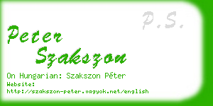 peter szakszon business card
